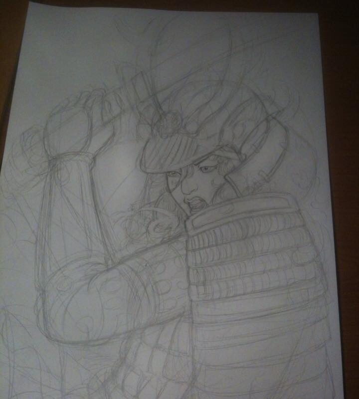 Sketch in Progress: Samurai Woman (1)