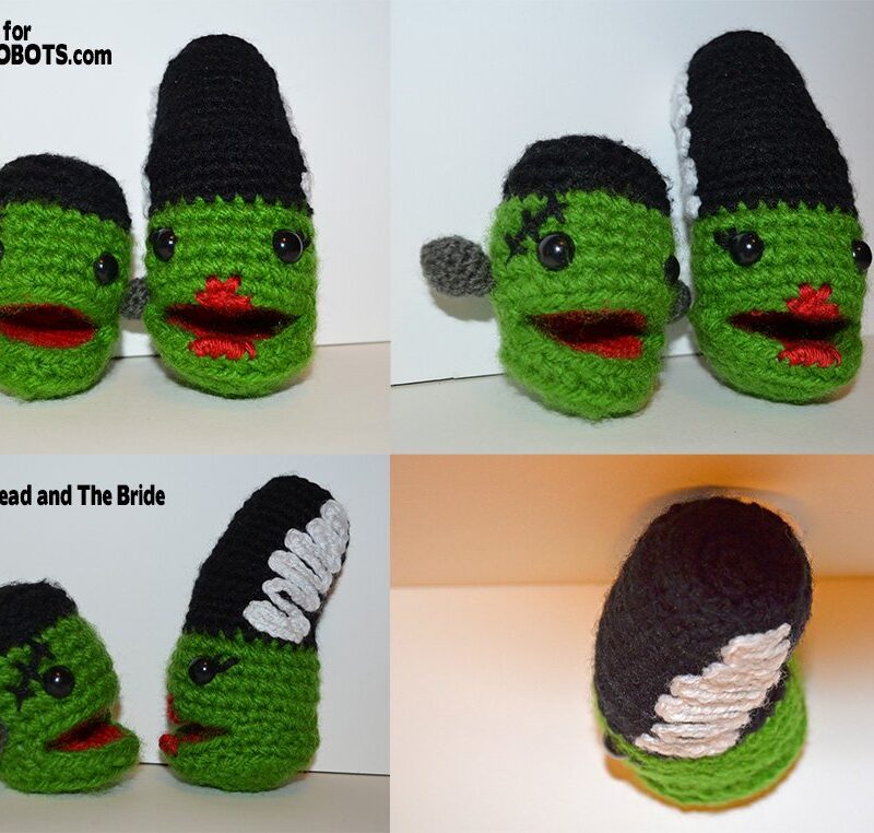Happy Halloween! Crochet Frankenstein & Bride Heads