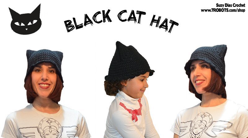 Crochet Black Cat Hat by Suzy Dias