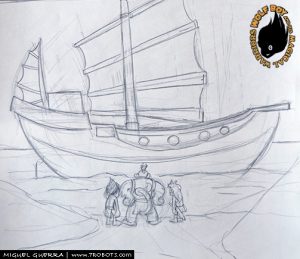 Wolf Boy & the Flushing of Atlantis (all-ages comic) pencils by Miguel Guerra