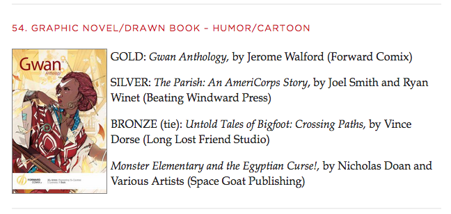 Gwan Anthology won an Independent Publishers Book Award Gold Medal 2017