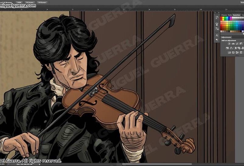 #SherlockHolmes Playing Violin by #MiguelGuerra #mighelguerraartist #wp #sherlockholmesart