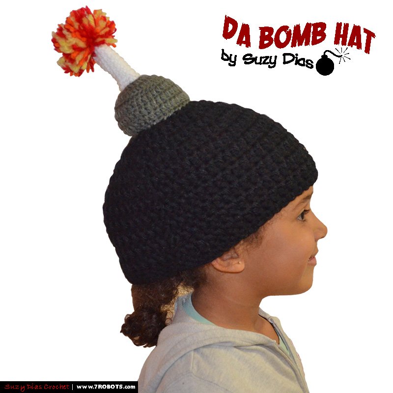 Crochet Da Bomb Hat Handmade by Suzy Dias