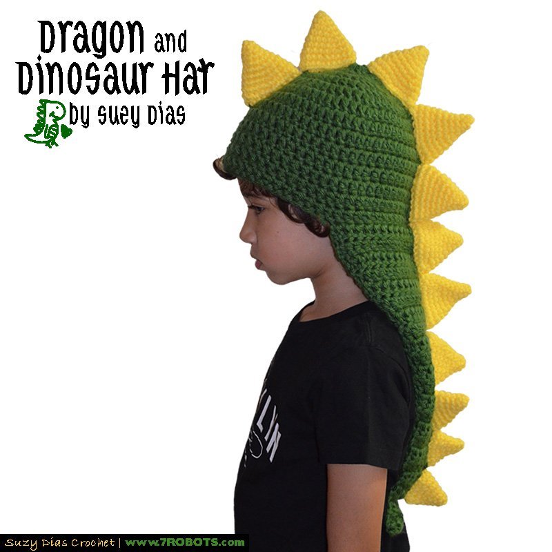 Crochet Dragon Dinosaur Hat by Suzy Dias
