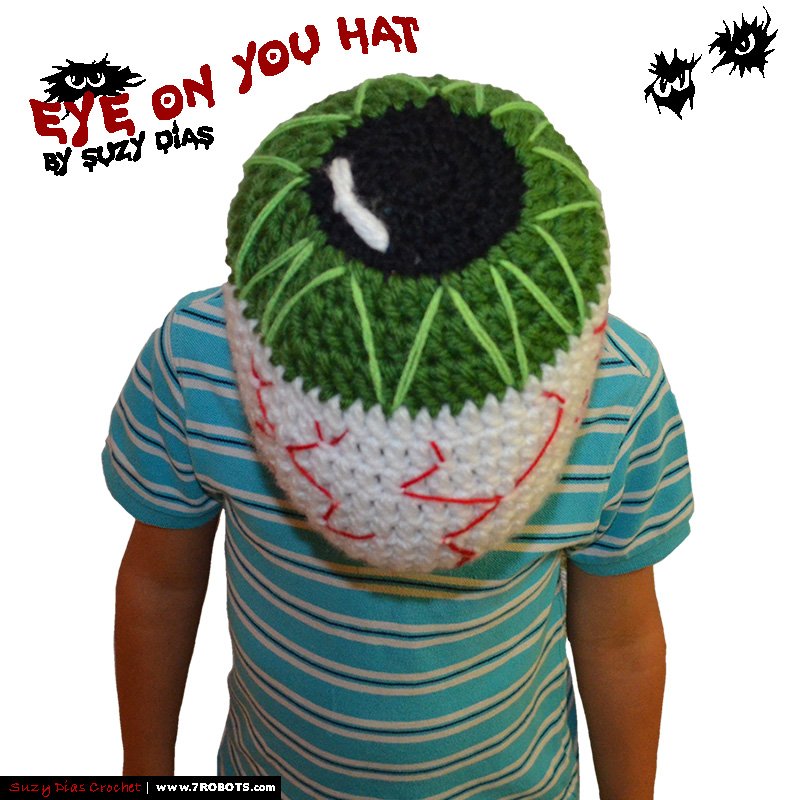 Crochet Eye On You Hat Handmade by Suzy Dias