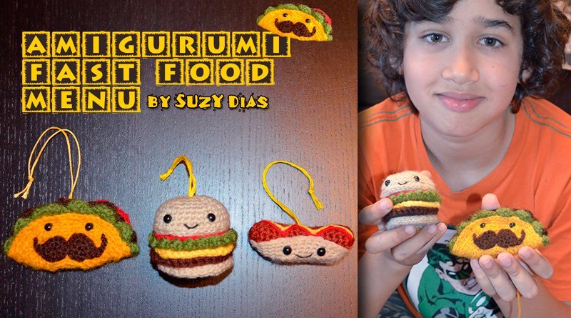 Amiguruim Fast Food Menu: Crochet Taco, Hamburger and Hot Dog