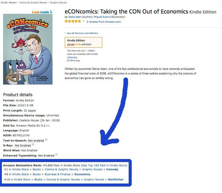 eCONomics Amazon UK Best Seller in Graphic Novels Comedy by Steve Keen & Miguel Guerra