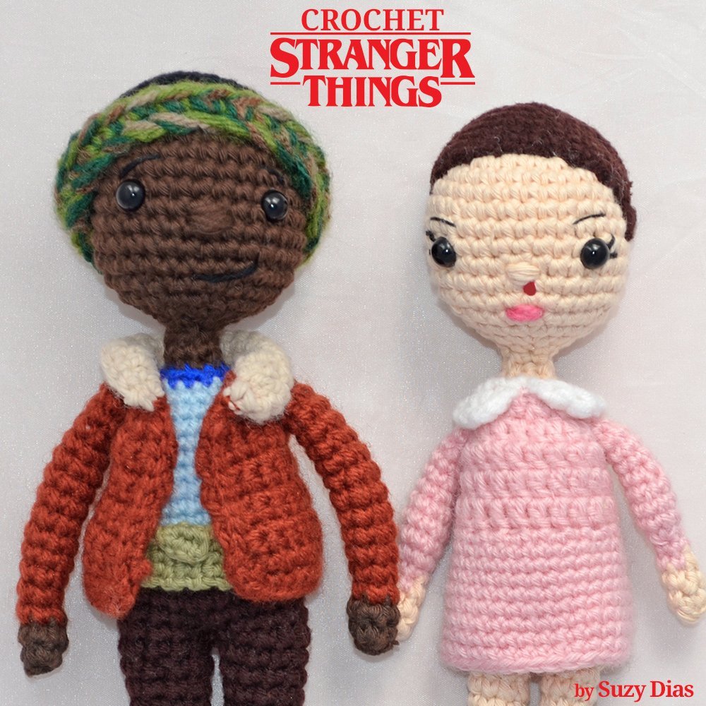 Crochet Stranger Things Eleven and Lucas Sinclair by Suzy Dias
