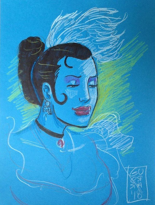Sketch on Blue #4 by Miguel Guerra