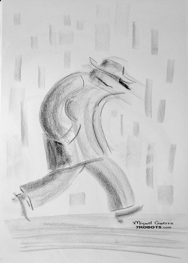 Charcoal Sketch: Down and Out by Miguel Guerra
