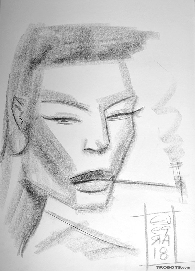 Charcoal Sketch: Grace Jones by Miguel Guerra