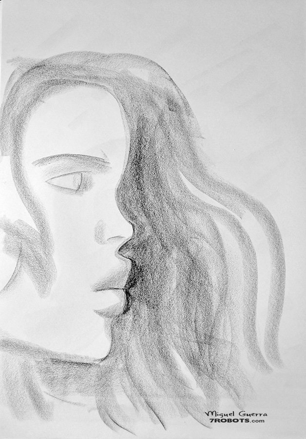 Charcoal Sketch: The Look Beyond by Miguel Guerra
