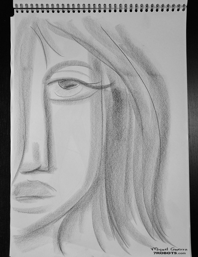 Charcoal Sketch: The Stare by Miguel Guerra