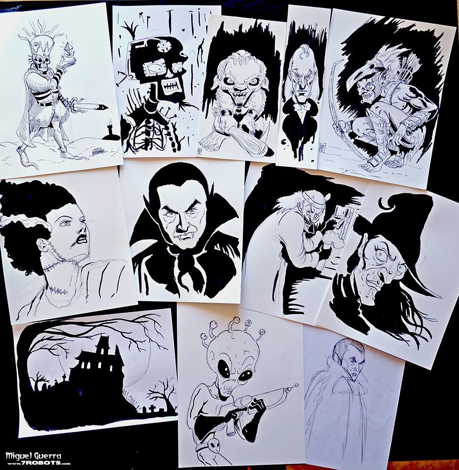 Horror Ink Sketches by Miguel Guerra