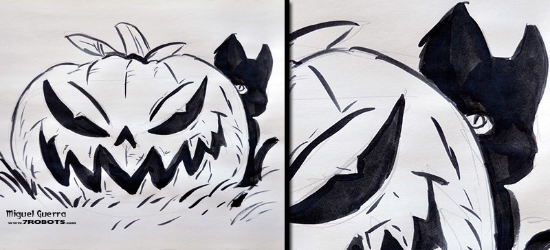 Horror Ink Sketches by Miguel Guerra - Jack-o'-Lantern