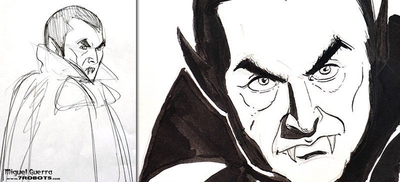 Horror Ink Sketches by Miguel Guerra - Dracula