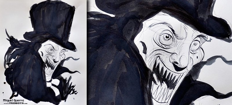 Horror Ink Sketches by Miguel Guerra - Lon Chaney in London After Midnight. Part of the Horror Ink Sketches series