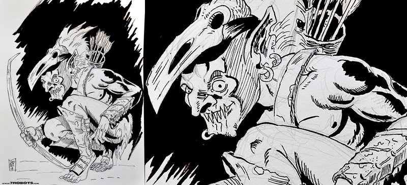 Horror Ink Sketches by Miguel Guerra - Witch Doctor. Part of the Horror Ink Sketches series