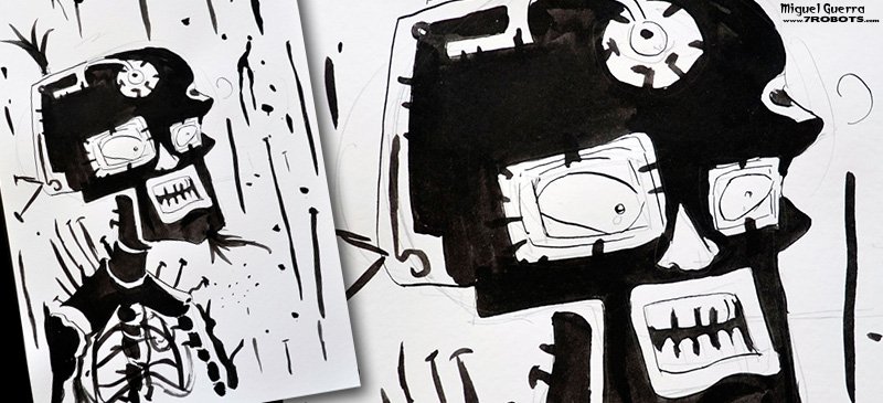 Horror Ink Sketches by Miguel Guerra - Jean-Michel Basquiat Inspired. Part of the Horror Ink Sketches series