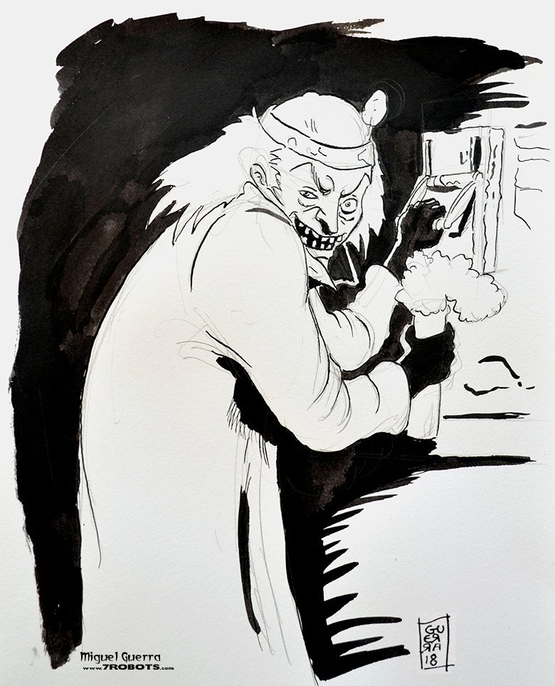 Horror Ink Sketches by Miguel Guerra - Mad Scientist