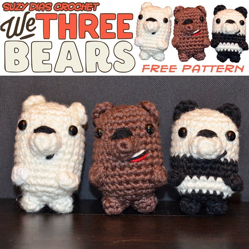 Crochet We Three Bears FREE Pattern by Suzy Dias