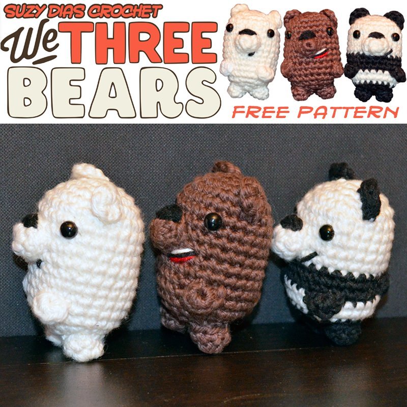 Crochet We Three Bears FREE Pattern by Suzy Dias