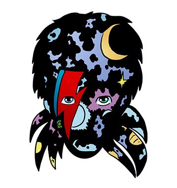Bowie Cosmic Head. Designs by Miguel Guerra