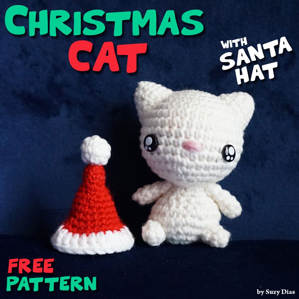 Christmas Cat with Santa Hat by Suzy Dias