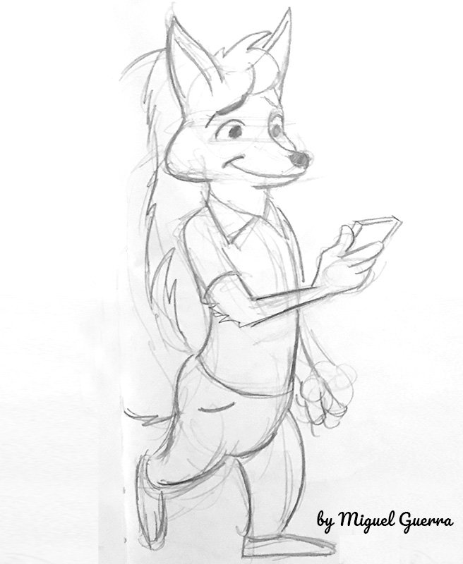 Cartoon fox sketches by Miguel Guerra