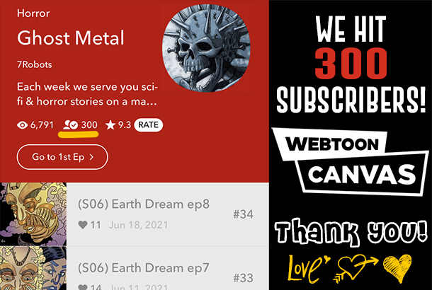 Ghost Metal Hit 300 Subscribers on Webtoon Canvas