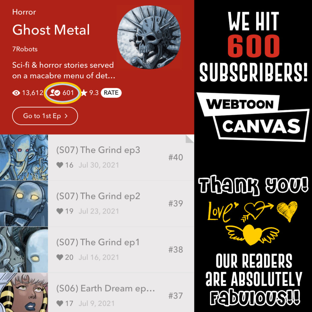 Ghost Metal Webcomic Hit 600+ Subscribers on WEBTOON!