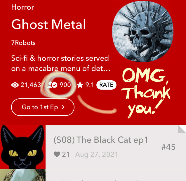 Ghost Metal hit 900 Subscribers on Webtoon!