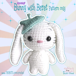 Easy Crochet Bunny with Beret by Suzy Dias