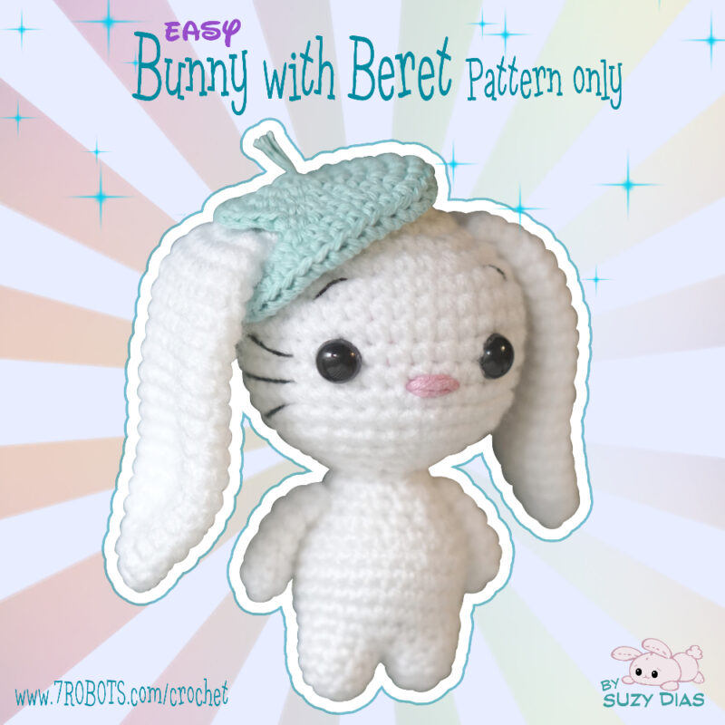 Easy Crochet Bunny with Beret by Suzy Dias