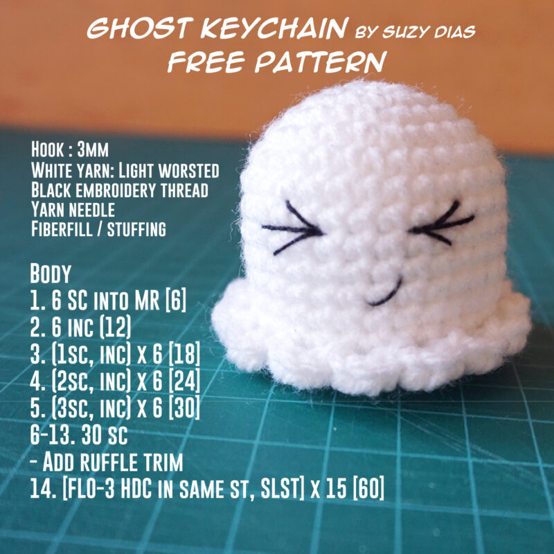 FREE Pattern! Crochet Ghost Keychain in Chinese & English