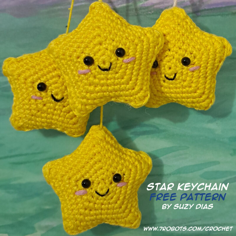 FREE Crochet Star Keychain Pattern Chinese & English