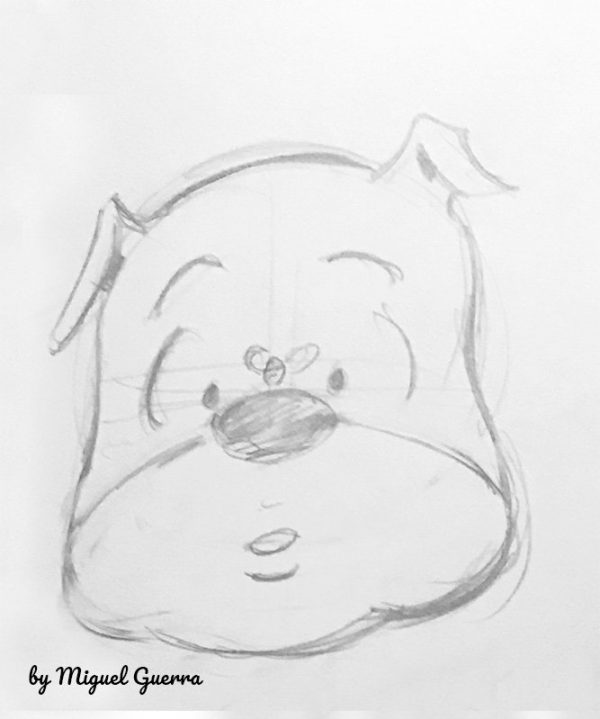 Cartoon Bulldog sketches by Miguel Guerra